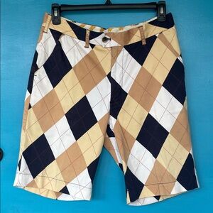 Loudmouth Argyle Athleisure Golf Summer  Flat Front Shorts - SZ 34